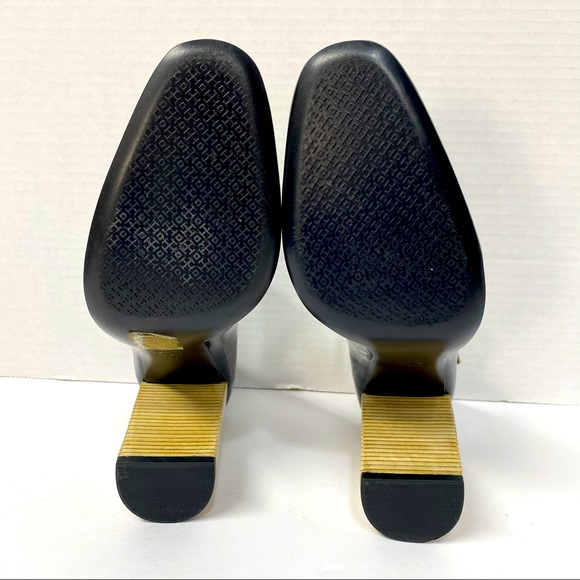 Tory Burch Faye Black Dark Ivory Patent Leather Block Pump Heels Size 7 - Picture 8 of 15